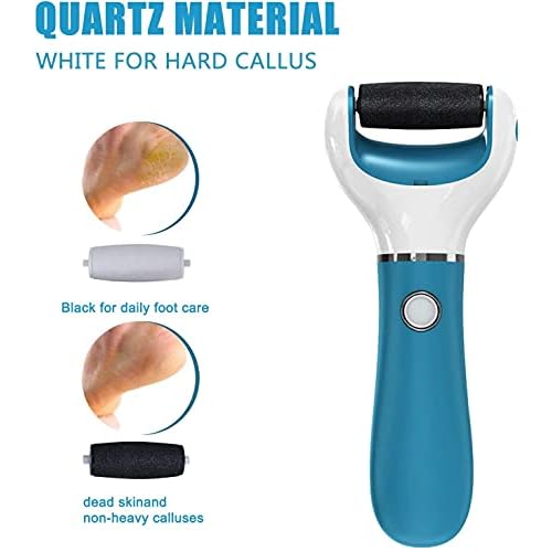 Electric Foot File Callus Remover Professional, 2-Speed Rechargeable Pedicure Tool for Remove Calluses, Dry, Hard, Dead, Cracked Skin, Includes 2 Coarses (Blue)