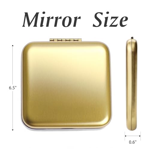 Compact Mirror, Pocket Travel Makeup Mirror for Purse, Metal Square Shell, 2-Sided 1X/2X Magnifying, Portable, Folding, Handheld, Gold,12 Pack