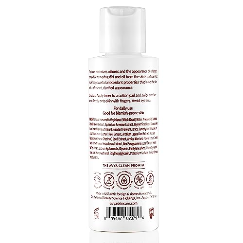 AVYA Pore Minimizing Toner (4 fl oz) - Infused with Hyaluronic Acid, Witch Hazel for Toning and Cleansing, Licorice Root for Soothing and Redness Reduction