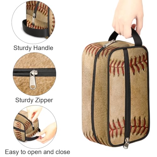 Kids Travel Toiletry Bag - Waterproof Hanging Cosmetic Bag for Boys Men - Large Shaving Bags for Toiletries Accessories Bathroom Stuff, Retro Baseball