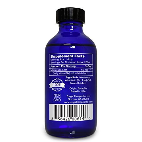 Tea Tree, Melaleuca, Oil, Food Grade ? 100% Pure, Tea Tree Essential Oil, by Zongle Therapeutics, 4 OZ