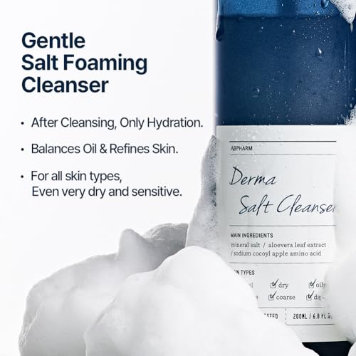 Derma Salt Foaming Cleanser, Gentle cleansing, Sooting, Hydration, Sebum Control, Suitable for sensitive skin, Vegan, Korea No.1 Derma Salt Formula, Aloevera, Skin-friendly ingredients