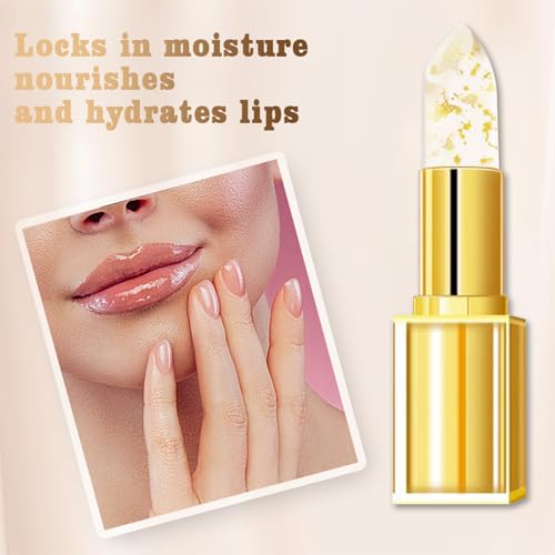 Charm Kiss 2PCS Transferproof Color Changing Lipstick, Mood Lipstick Color Changing Long Lasting 24H, Gold Foil Moisturizing Gloss Lip, Transfer-Proof, Moisturizing Glossy Shine Lip Gloss for Women