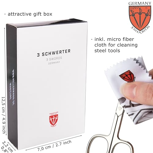 3 Swords Germany - Brand Quality 6 Piece Manicure Pedicure Grooming kit Set - Scissors, Metal and Glass Nail File, Clipper, Tweezers with Synthetic Leather case - White/Black Tools