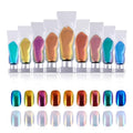 Liquid Holographic Powder Gradient Liquid Nail Aurora Powder Chrome Rainbow Mirror Effect Pigment High Gloss Metallic Gel Nail Polish for Home DIY Nail Salon Manicure 9 Colors