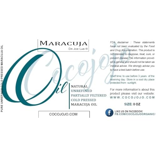 Dr Joe Lab Maracuja - Passion Fruit Seed Oil - Pure Partially Filtered Carrier Oil for Face Skin Lips Body Hair Natural Extra Virgin Moisturizer DIY Soaps Cream - Cocojojo (8 oz)