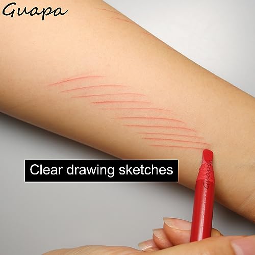 2pcs Permanent Makeup Red Pencil Eyebrow and Lip Mapping with Brush Hard Core Peel Off Lip Tattoo Design Pencil (2pcs)