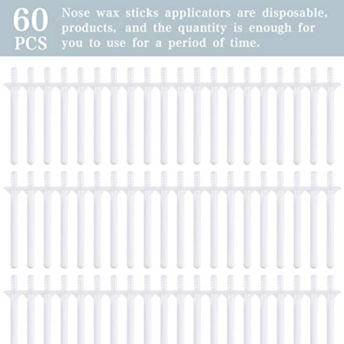 60 Pieces Plastic Wax Applicator Wands with Disposable Spatulas for Nose Hair Removal and Nostril Cleaning