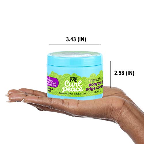 Just For Me Curl Peace Smoothing Ponytail & Edge Control (3 Pack) - Finishes & Holds, Contains Flaxseed, Avocado Oil & Black Castor Oil, 5 oz