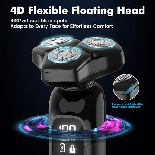 Electric Razor for Men Flynth 3-in-1 Cordless Shaver 3-Blade Rotary Shavers Wet/Dry for Beard Nose & Face, IPX7 Waterproof Fast Charge Travel Trimmer Grooming Set