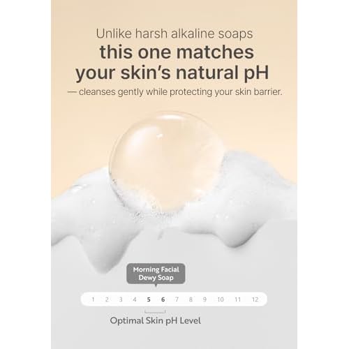 SEEDBEE Dew Face Wash Soap Bar, Moisturizing & Calming Facial Soap, Morning & Night Skincare Routine, Use After Makeup Removal, For Dry & Combination Skin Type, Vegan, Biodegradable, 100g/3.52 oz