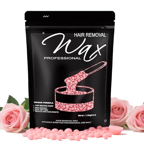 2.5lb Wax Beads, Hard Wax Beads with Coarse Hair Formula -Wax Beads for Hair Removal Sensitive Skin Women, Idea for Full Body, Legs, Face,Bikini and Brazilian (Rose)