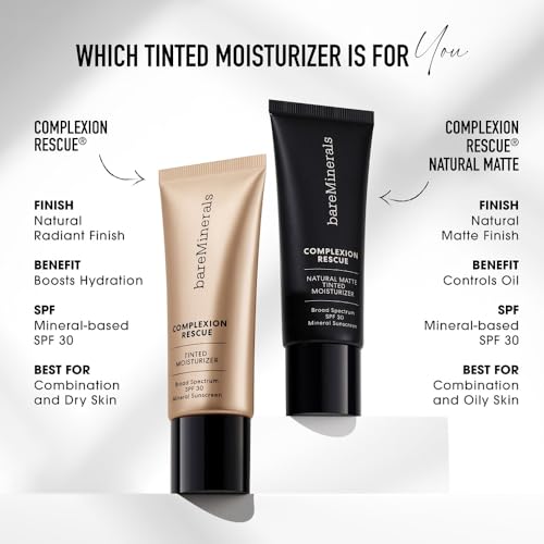 bareMinerals Complexion Rescue Tinted Moisturizer for Face with SPF 30, Full Size, Natural Pecan 05, Vegan, Cruelty-Free & Dermatologist-Tested