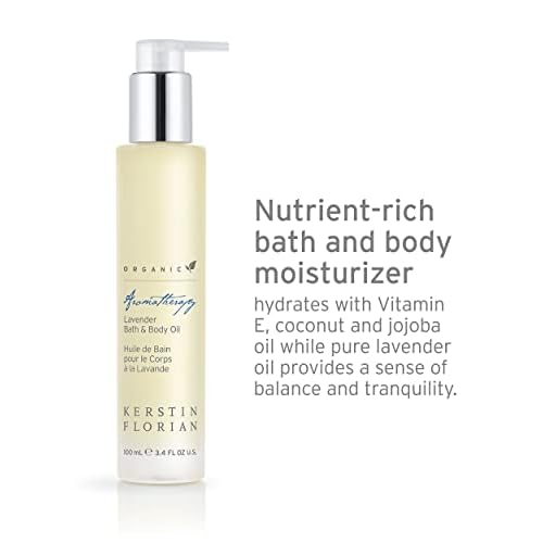 Kerstin Florian Organic Lavender Body Oil | Nutrient-Rich Moisturizer with Vitamin E, Coconut & Jojoba Oils | Natural Essential Oils for Relaxation & Massage | 3.4 fl oz