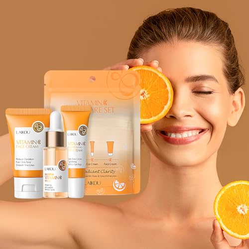 Skin Care Set Vitamin C Beauty Gift Sets Skin Care Kit with Serum, Eye Cream, Face Cream Travel Kit for Women Mom Wife Sister Daughter Teen Girls TSA-friendly Sizes Birthday Gift 3pcs