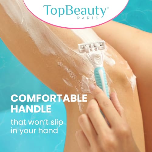 Paris Slim Razors for Women - Manual Razor with Refills (3 Handles + 57 Replaceable Cartridges) - 3-Blades Technology - Beautiful Price - Bikini Razor - Soft Shave & Loving Care