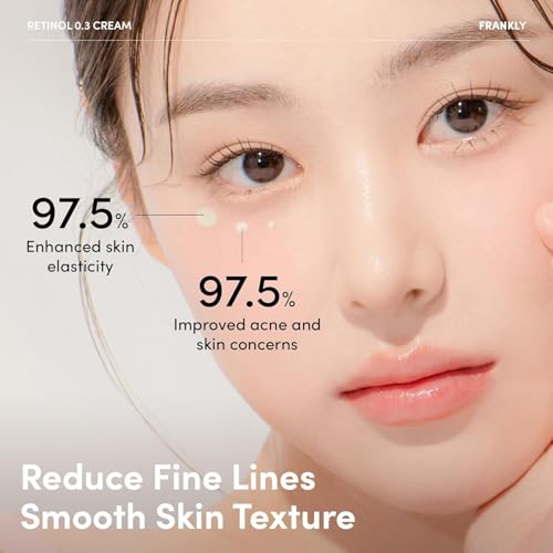 FRANKLY Retinol 0.3% Cream, 0.7 fl oz - Korean Intensive Retinol | Night Cream | Ceramides & Natural Ginseng | Anti-aging, Wrinkles Care, Reduces Congestion and hyperpigmentation | Korean Skin Care
