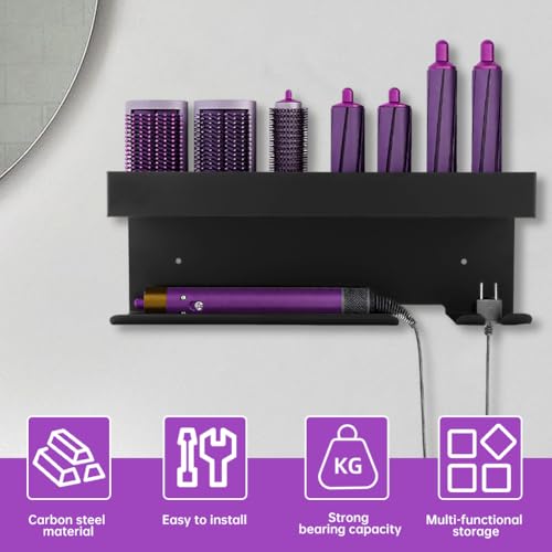 Wall Mount Curling Iron & Flat Iron Holder, Stainless Steel Organizer ? Bathroom & Vanity Hair Tool Storage for Home Daily Styling