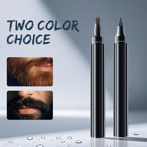 Beard Pencil Filler for Men Black - Beard Pen with Beard Brush & Comb, Barber Pencil Dual-Head Beard Filler with 4-Fork-Tip Waterproof Grooming Kit for Men, Gifts for Men (Dark Brown)