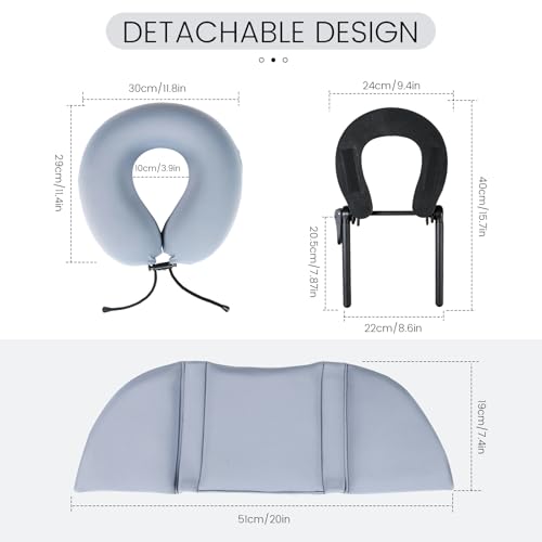 Massage Table Face Cradle£¬Cold Memory Foam Pillow£¬Adjustable Multi-Functional Memory Pillow for Office, Travel Sleep£¬Practical and Portable - New Choice for Lunch Break - Slate Blue£¨Aluminium Stand£©