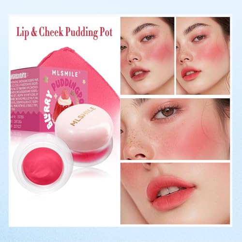 Lip and Cheek Blurring Pudding Pot, Blurry Pudding Pot, Buildable and Lightweight, Multi-Purpose Blurring and Mousselike Pudding Pots for Lips and Cheek(Hickey)