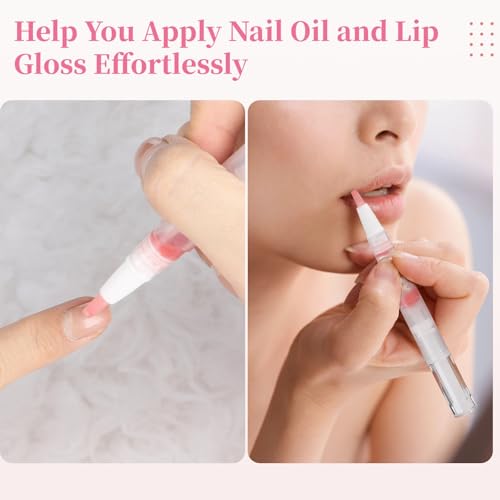 Homaisson 50 Pack 3ml Transparent Twist Pen with Pipettes, Empty Cuticle Oil Pen Refillable Nail Oil Pens with Brush Tip, Empty Cosmetic Lip Gloss Tubes, Clear Eyelash Growth Liquid Containers