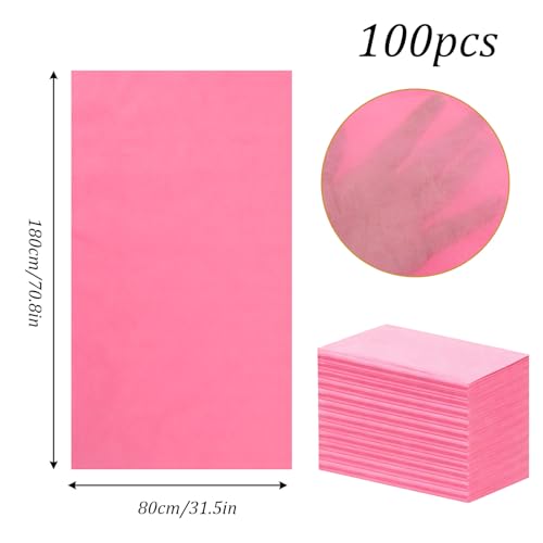 100PCS Disposable Bed Sheets 31" X 71" Massage Table Sheets Waterproof Spa Sheet Non Woven Fabric Spa Bed Cover Breathable for Massage Beauty Tattoos Hotel Travel-Pink