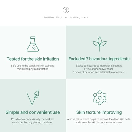 Blackhead Melting Mask 5ea - Gentle Nose Mask for Blackhead Dissolving, Pore Tightening, Exfoliating with BHA, Salicylic Acid, Centella Asiatica, Oil Control
