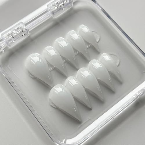 Luxury Press on Nails Medium Curved Stiletto Handmade Eagle Claw Unique Reusable ABS Material Fake Nails Dragon Claw False Nails with Designs Cat Claw Glossy Glue on Nail Thick Acrylic Nail(M)