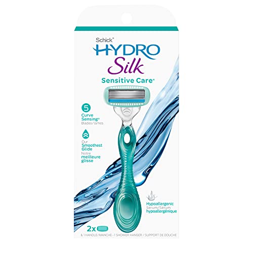Schick Hydro Silk Moisturizing Razor Blade Refills for Women (4 Count) and Schick Hydro Silk Sensitive Skin Razor for Women