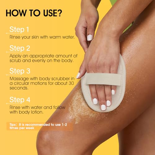Turmeric Body Scrub, 10% AHA/BHA & Vitamin C Exfoliating Body Scrub, Body Exfoliator for Body Hand Foot Bikini Area, Smooth & Moisturized Skin for Women and Men - 11.3oz