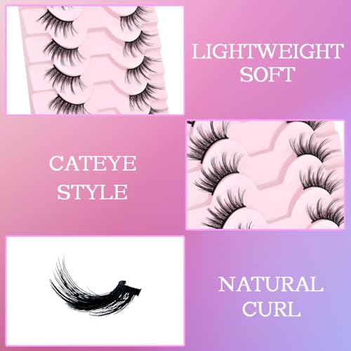 Half Lashes Natural Look Cat Eye Wispy Manga Lashes 10 Pairs Half False Eyelashes
