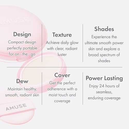 Amuse SEOUL DEW POWER VEGAN CUSHION FOUNDATION (02 HEALTHY) | Dewy, glow, long-lasting, double coverage, clean beauty, lightweight, natural look, foundation for sensitive skin, hydrating cushion