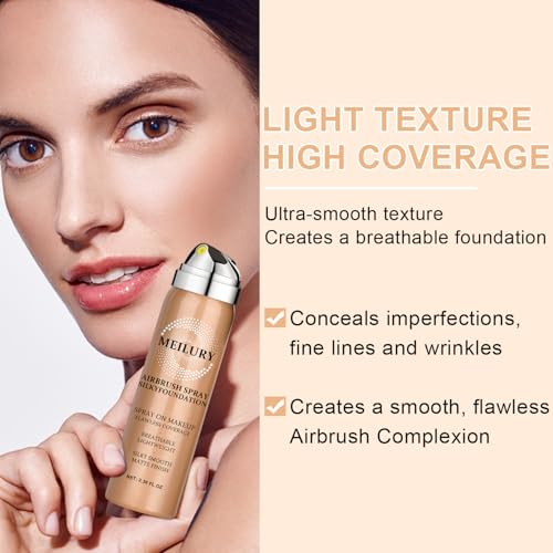 AirBrush Foundation Spray Set, Spray Foundation Makeup and Hydrating Face Air Primer Kit, Longwear Waterproof Liquid Matte Foundation Mist for Flawless Look (01 Natural)