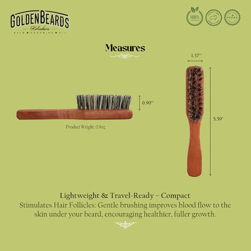 Golden Beards Vegan Beard Brush ? Bamboo Handle & Plant-Based Bristles ? Eco-Friendly Beard Grooming Brush for Men ? Detangles, Styles & Softens Facial Hair