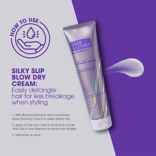 SoftSheen-Carson Interbeauty Dark&Lovely¢ç Heat Protectant&Hair Detangler Moisturizing Blowout Silky Slip Blow Dry Cream with Silk Protein,Shea Butter&Castor Oil for All Curl Types Blow Dry Cream 5oz