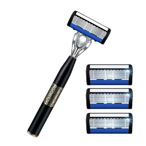 Upgrade 7-Blade Razor for Men, 7 Layers of Razor Blades, 1 Razor Handle + 3 Blade Refills, Dual Lubrication & Precision Trimmer, Lubrastrip for Comfortable Shave