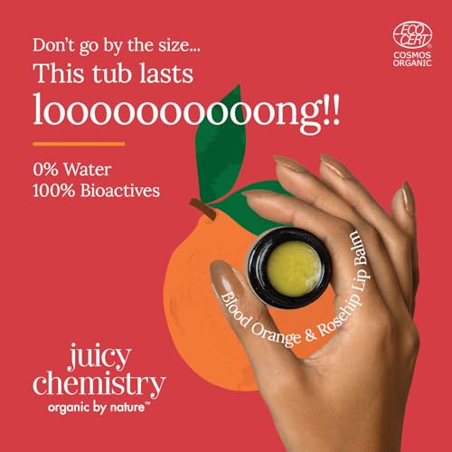 Juicy Chemistry Blood Orange & Rosehip Organic Lip Balm For PiGmented & Chapped Lips, 5 Gm
