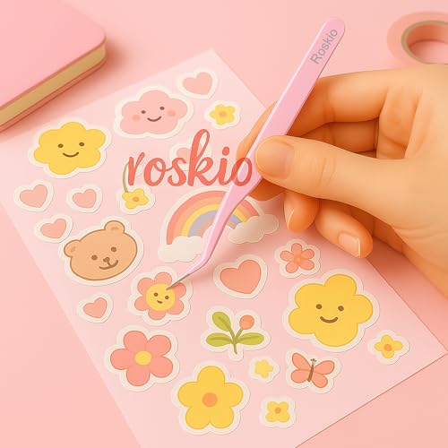 Nail Tweezer, 2pcs Stainless Steel Straight & Curved Nail Art Tweezers for Stickers, Rhinestone, Eyelash Extension, Nail Stickers, Cuticle, Rhinestone Picker Tool