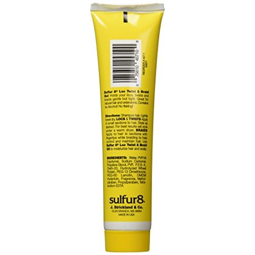 Sulfur8 Loc Twist & Braid Gel 6 oz ? Moisturizing Styling Gel for Locs Braids & Twists, Helps Control Frizz, Smooth Hair & Support Neat Protective Styles, No Active Sulfur
