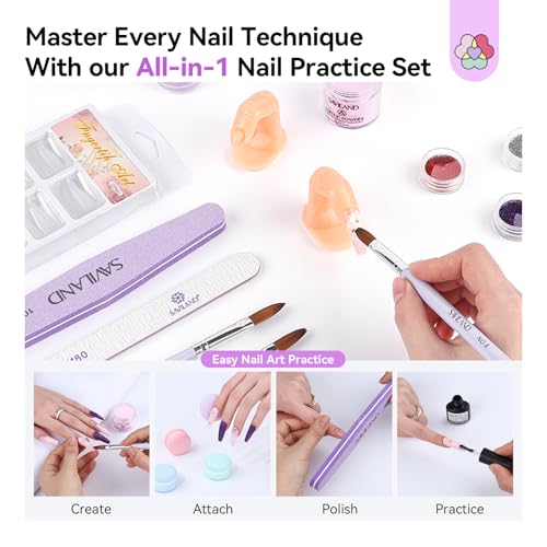SAVILAND Acrylic Nail Kit: All-In-1 Nails Kit Acrylic Set with 88W Nail Lamp EMA Monomer Gel Nail Polish Nail Drill Cuticle Remover Home DIY Starter