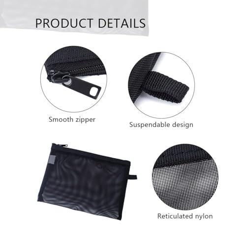 Mesh Cosmetic Bag 3 Size Makeup Bag Set Nylon Waterproof Organizing Bags Purse Organizer Pouches Travel Bags with Zipper (2,Medium)