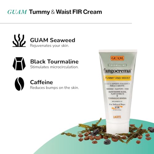 Guam Anti-Cellulite Cream for Belly ? Hot Skin Tightening Stomach Cream with Black Tourmaline ? Natural Cellulite & Tummy Firming Treatment (150 ML)