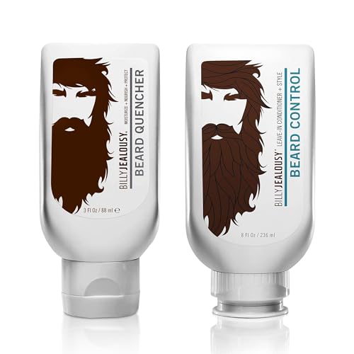 Billy Jealousy Beard Wash and Beard Quencher ? Shampoo and Moisturizer for Facial Hair, Hydrates, Softens, Tames Frizz, Adds Shine, Complete Daily Grooming and Conditioning Care Kit for Men