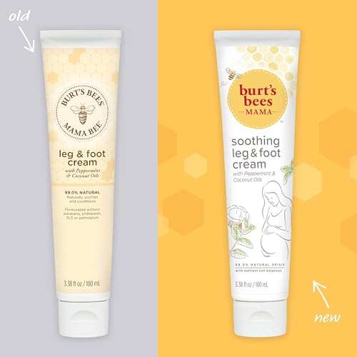Burt's Bees Mama Bee Belly Butter, Leg & Foot Cream - Pregnancy Stretch Mark Prevention Cream, 6.5 Oz Tub & 3.38 Oz Foot Cream