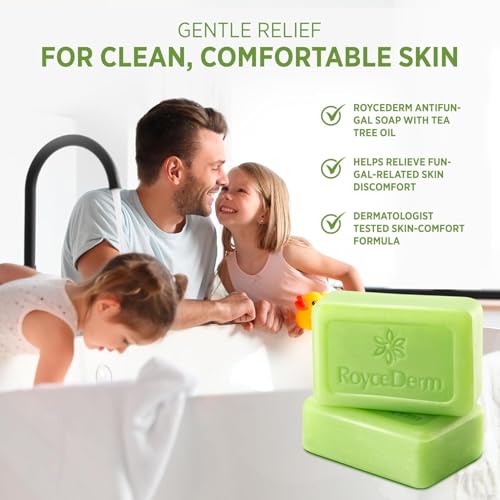 Roycederm Antifungal Bar Soap - Tea tree Oil Soap - Athlete¡¯s Foot Treatment for Jock Itch & Ringworm - Medicated Antifungal Soap with Clotrimazole 1% - Tea Tree Oil Scent, 3 Pack