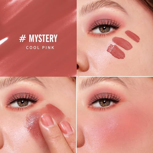 KIMUSE Liquid Blush, Long-Wearing Pigmented Soft Cream Face Blush, Waterproof, Smudge Proof, Dewy Finish
