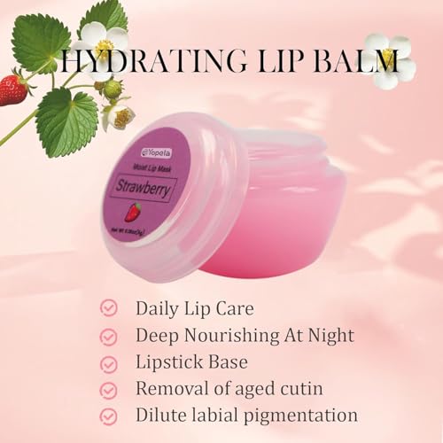 6 Pack Cute Lip Mask Sleeping Overnight for Dry Lips with Coconut Oil and Beeswax -Smoothing Hydrating Softening Plumoing Moisturizing with Small Lip Brush 6 Flavors Valentine's Gift for Women 0.18 Oz