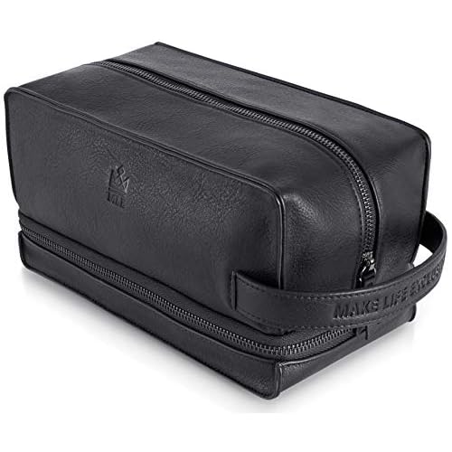 Mens Leather Toiletry Bag ? Travel Dopp Kit, Shaving Bag, Grooming & Hygiene Organizer, Leather Toiletry Bag for Men, Gift for Him