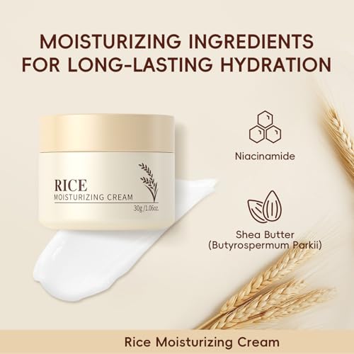 Rice Moisturizing Cream,Korean Face Cream with Rice Ceramide Extract | Lifts & Firms Skin,Nourishes Soothing Deeply,Repairs the Skins Barrier,Anti Aging Face Cream for All Skin Types?1.06OZ